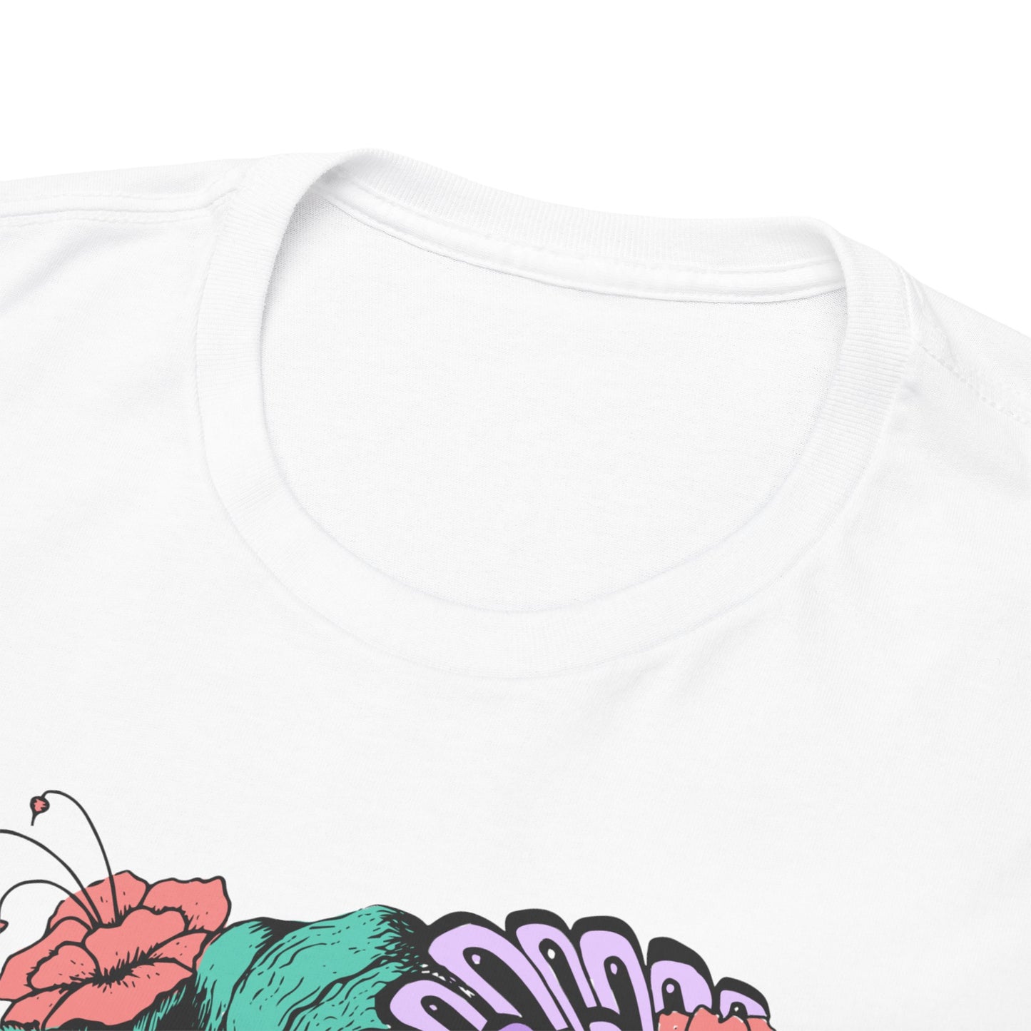 Vibrant Floral Art Tee, Unisex Heavy Cotton T-Shirt, Bohemian Style Shirt, Gift for Art Lovers, Casual Wear, Festival Outfit